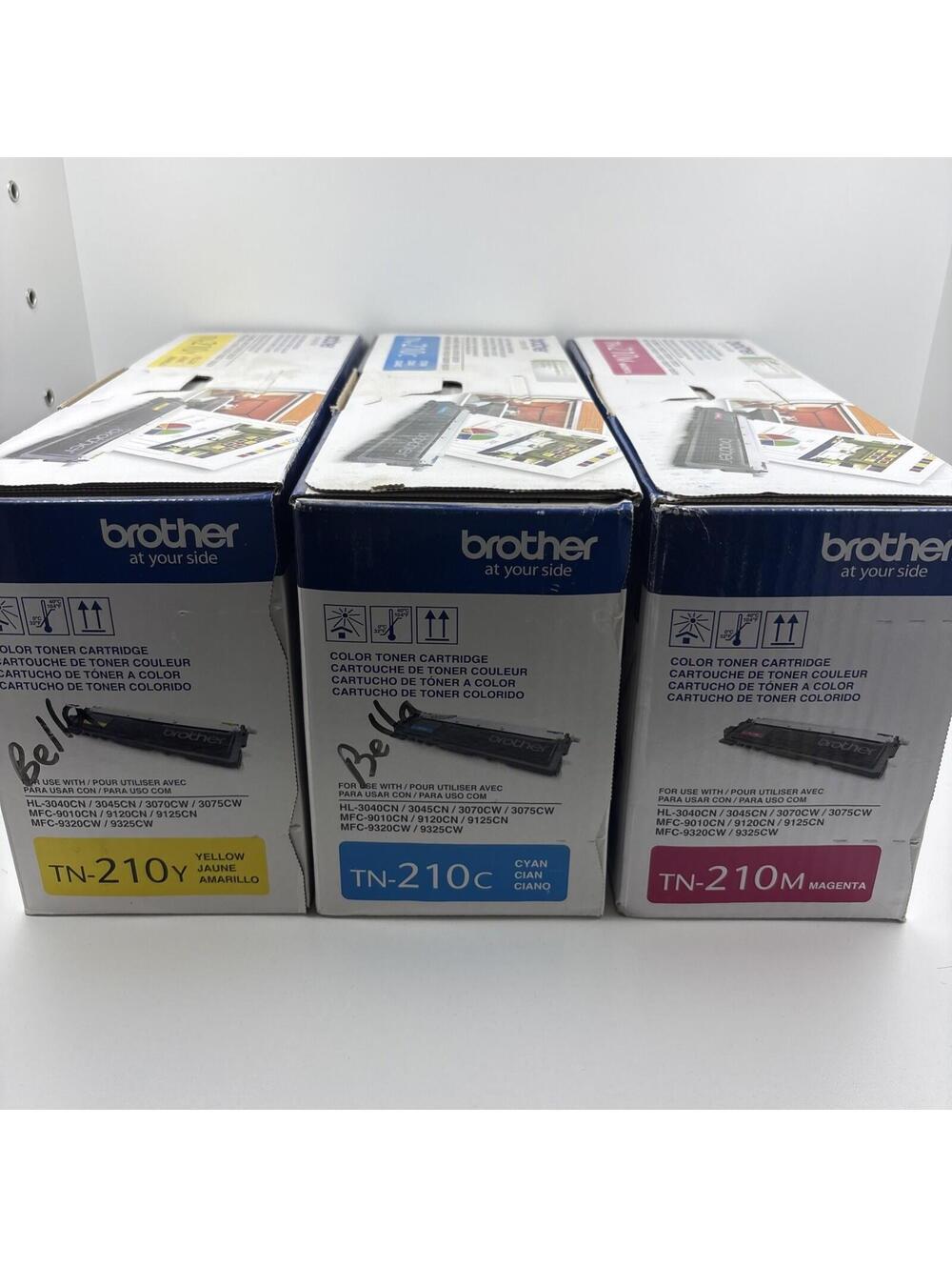 (3) Brother Toner Cartridges TN-210Y, TN-210M ,TN-210C GENUINE Bundle